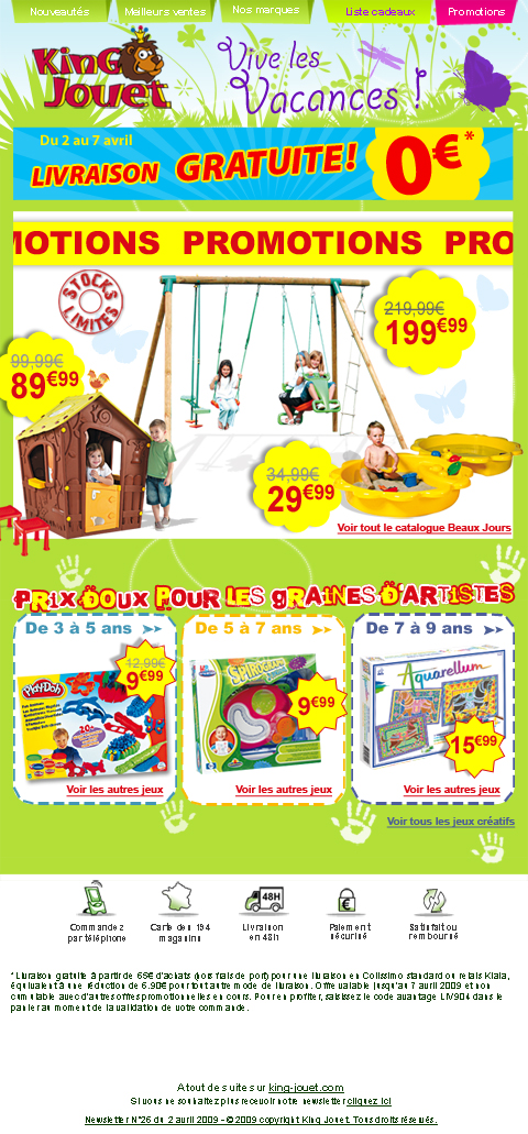 Newsletter King jouet du 2 avril 2009