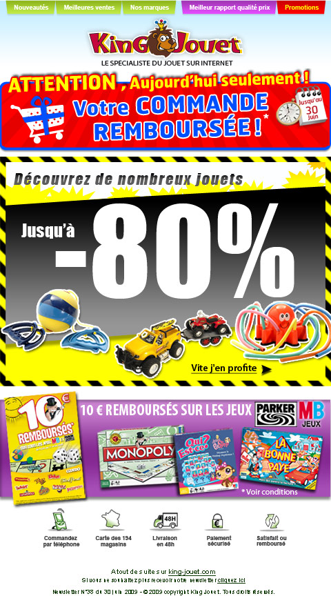 Newsletter king Jouet